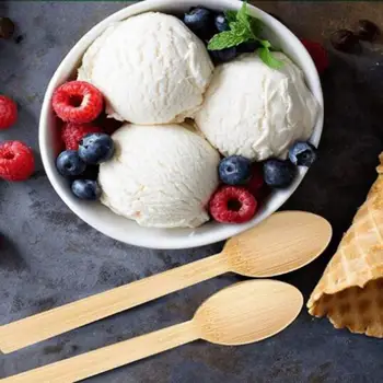 100ks vareškou Hladkú Jednorazové Ice Cream Lyžice Drevo Tepelne odolný Mini Lyžice na Jedno použitie Ice Cream Lyžica pre Domáce
