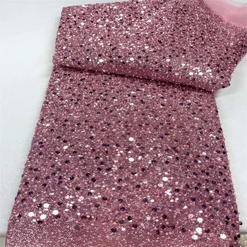 2022 Vysokej Kvality Nigérijský Strane Korálkové Čipky Textílie Crystal Vyšívané 3D francúzskej Čipky a Tylu Tkaniny Pre Šitie Príslušenstvo