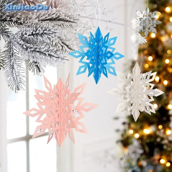 6PCS Mrazené Strany Snowflake Ozdoby, Vianočné Dekorácie Pre Domov Papier Garland Vianočné Remeselné Zdobenie Xmas Party Decor