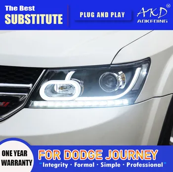 AKD čelová Lampa pre Dodge Journey LED Reflektor 2009-2017 Svetlomety Cesty DRL Zase Signál Freemont Angel Eye Projektor