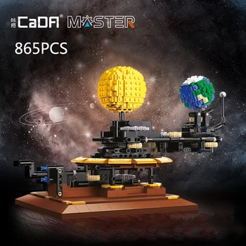 CaDA Pary Nápady DIY Solar, Zem, Mesiac a Slnko Orrery Prírodovedných Zmontované Tehla Model Buliding Modulárny Bloky Hračky 865PCS
