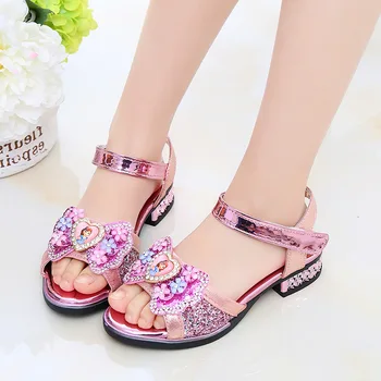 Dievčatá Disney letné sandále nové módne crystal Sophia princezná topánky detí mäkké jediným kórejská dievča mrazené elsa topánky