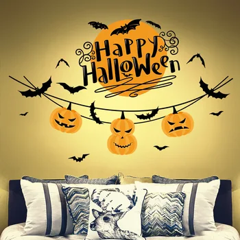 Doprava zadarmo Tekvica lampáš Halloween stenu, nálepky, spálňa, obývacia izba bar pozadí dekor VYMENITEĽNÉ ODTLAČKOVÝ