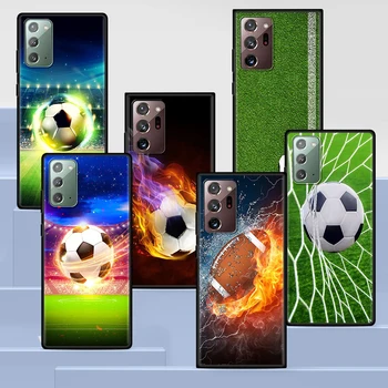 Futbal, Futbalový Loptu Horiaci Oheň puzdro pre Samsung Galaxy Note 20 Ultra 10 Lite 9 8 A12 A51 A52 S20 FE Black Soft Telefón Coque