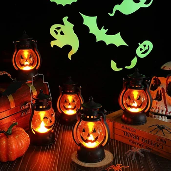 Halloween Tekvica Lebky Lampa Mini Candle Svietidla Jeseň Dekor Ghost Svietidlo Led Nočné Svetlo s Batériou pre Halloween Bar Party H