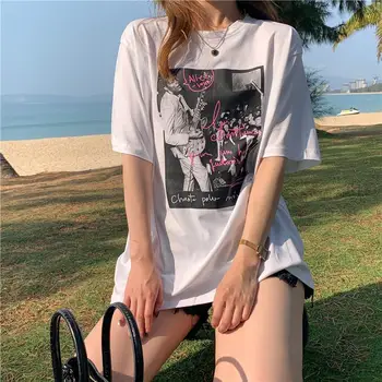 KCHY Retro Band Tlač T-Shirt Ženy Voľné-Krátke Rukávy Top Módne Ženské Oblečenie Harajuku Nosenie