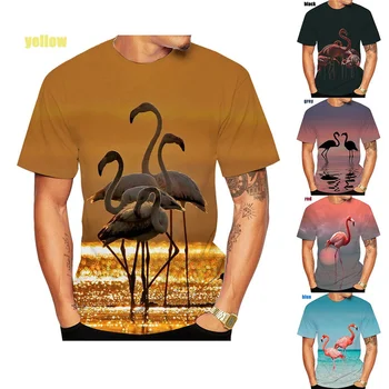 Letné Hot Predaj Nové módne flamingo 3D tlač Dizajn T-shirts pánskej a dámskej Módy Krátky Rukáv Bežné T-shirt