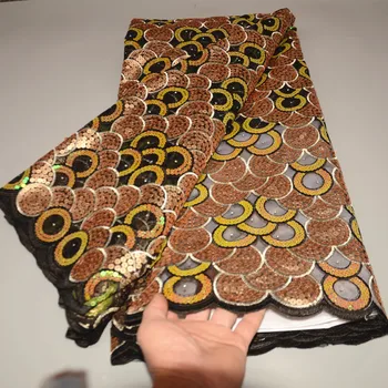 luxusný dizajn sequined organza čipky afriky čipky fabirc pre ženy party šaty 5yards