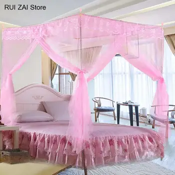 Mosquito Net posteľná bielizeň moskytiérou pre Dieťa Spí Priness Luxusné Princezná Tri Bočné Otvory Post Posteľ Opony Baldachýn Sieťoviny