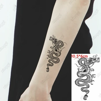 Nepremokavé Dočasné Tetovanie Nálepky Black Dragon Totem Detí Tetovanie Body Art Rameno Vody Prenos Flash Tatto pre Ženy Muži