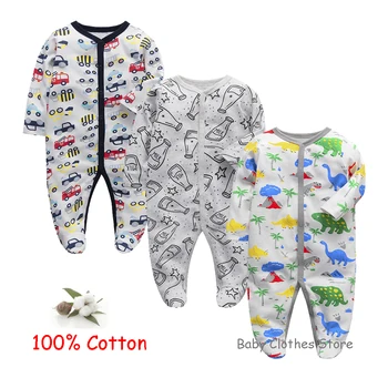 Novorodenca Spáč Dieťa Remienky 100% Bavlny, Mäkké Jersey Vytlačené Sleepsuits Pijamas Rastie Footies Kombinézach Onepieces Roupa de Bebe