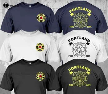 Nové Portland hasičov hasičského a Záchranného Hasič Vlastné T-Shirt Dvojité Bočné Tlač Bavlna Slim Fit O-Krku Ležérny Top