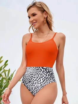 Sexy jednodielne Plavky, Módne dámske Monokiny Plávať Backless Plavky Leopard plavky s uväzovaním za Ženy Brazílsky Kombinézach