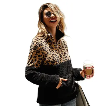 V Zime Teplé Leopard Tlač Pulóver S Kapucňou, Zahustenie Ženy Dlhý Rukáv Slim 2021 Módne Mikina Vysokej Kvality Veľkoobchod Oblečenie
