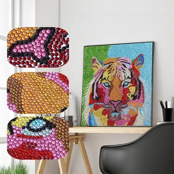 Zviera DIY Špeciálne Tvarované Diamond Maľovanie Tiger, Mačka Motýľ 5D Diamond Cross Stitch Farebnými Kamienkami Výšivky Súpravy