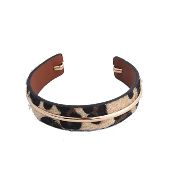 Ženy Vintage Šperky Originálny Dizajn Denne Darček Leopard Kožené Otvorená Manžeta Bangles Náramky pre Ženy